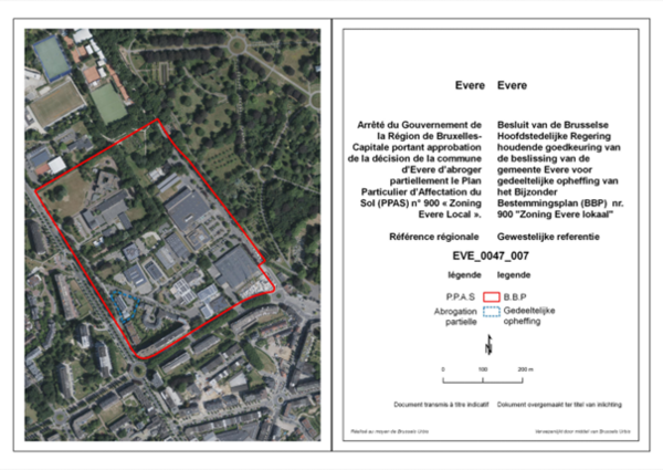 Perimeter van het BBP "Zoning Evere Lokaal"